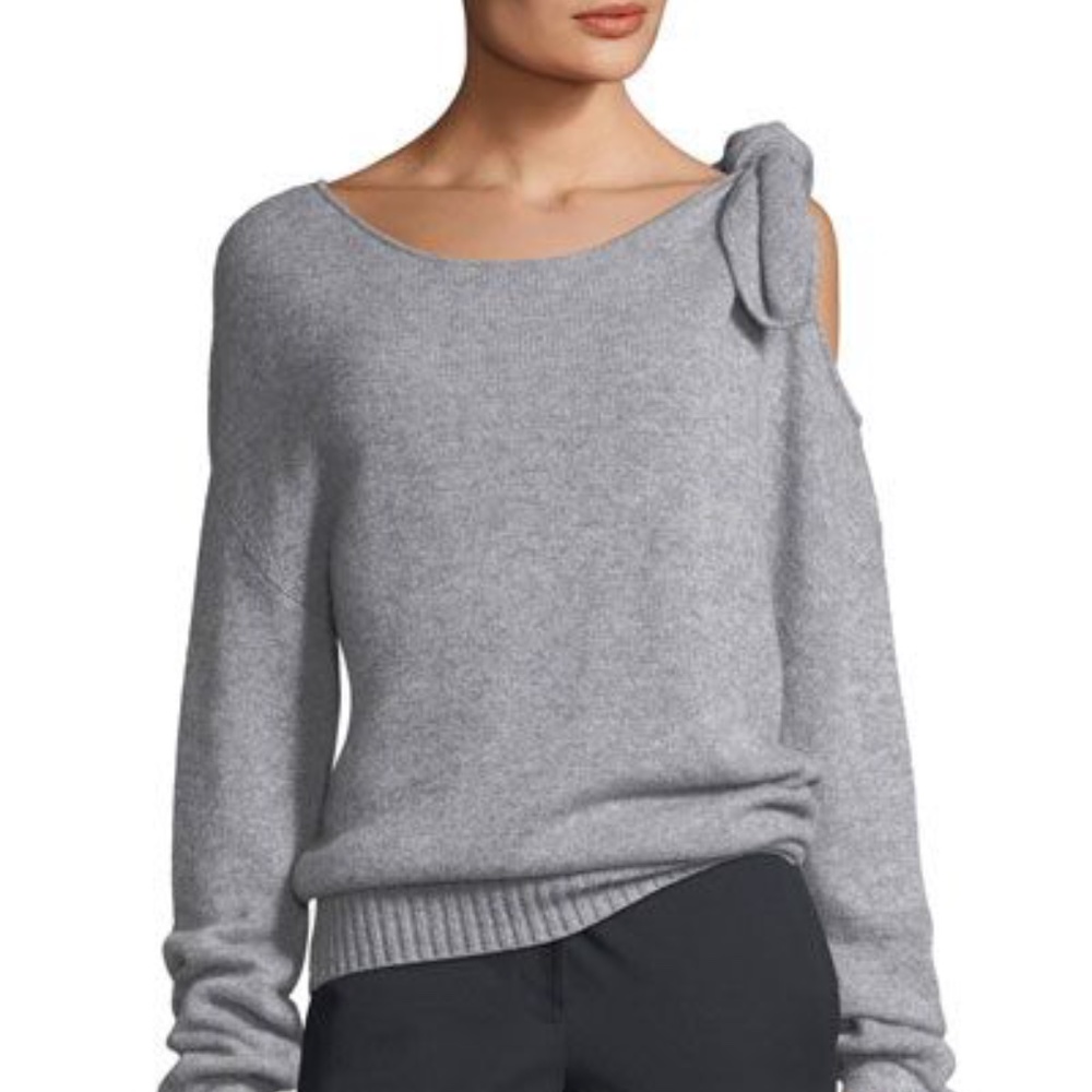 Derek Lam 10 Crosby Grey Off-The-Shoulder Cashmere Sweater Small Petite
